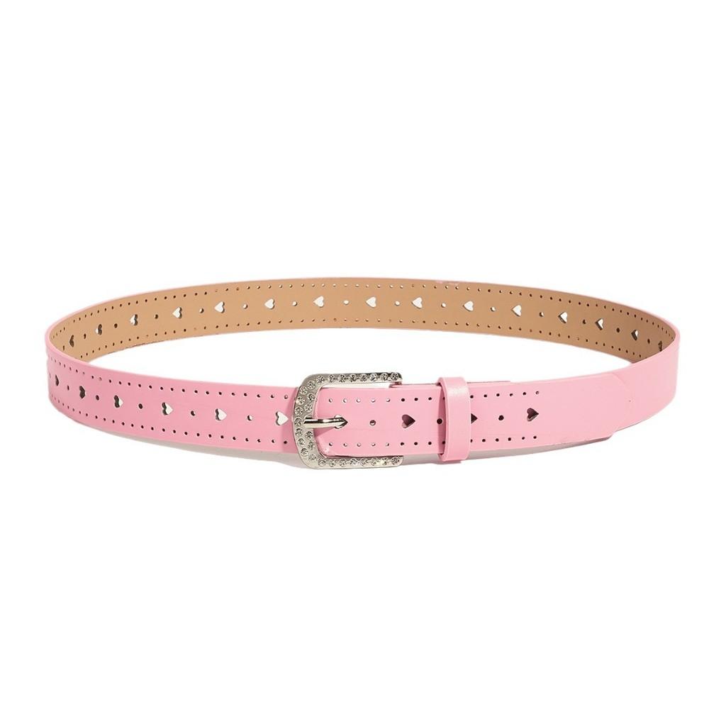 Vintage American Style Pu Leather Womens Belt Heart Shaped Punching For Casual Fashion