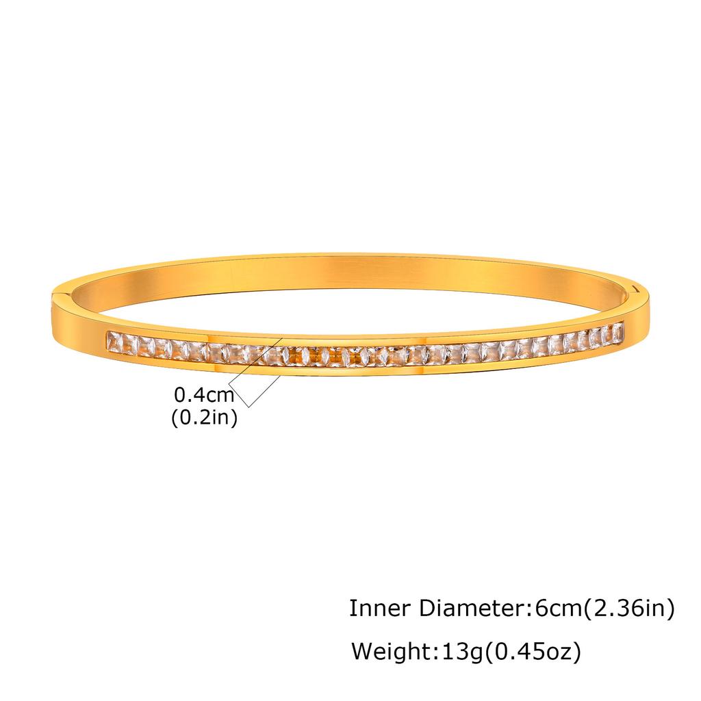 Luxury Shiny Cubic Zircon Stainless Steel Bracelet for Women, Waterproof Tennis Chain Openable Bangle, Fashion Elegant Jewelry