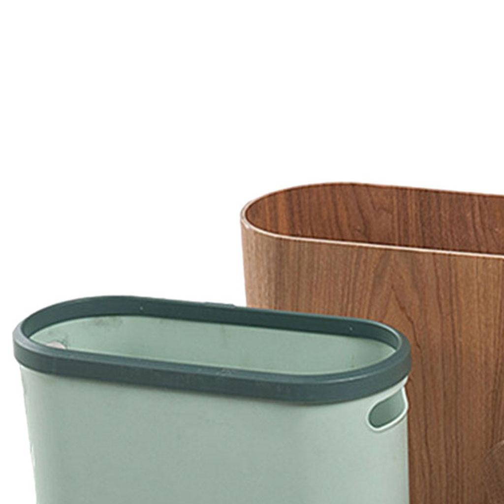 Wooden Oval Waste Bins Creativity with Lid Storage Small Cleaning Trash for Office Household