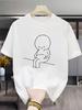 Sad About Gaining Weight Again Graphic T-and Kids Tshirt Men Women Simple Sad Cartoon Character Short Sleeve Daily Casual Streetwear Tops