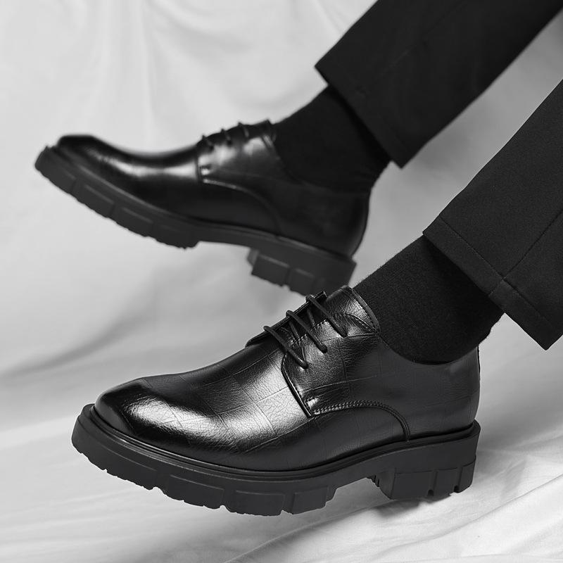 Height-increasing shoes 2025 autumn new business platform dress shoes inner height increase 8CM British suit shoes