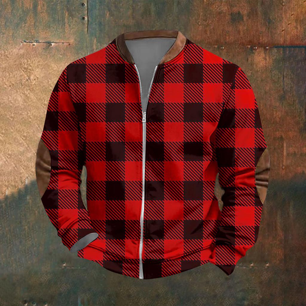 Men'S Retro Casual Sportswear With Open Zipper Sweatshirt Jacket