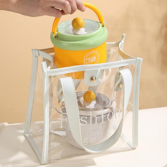 Tazza per la colazione in acciaio inossidabile con manico e coperchio, bicchiere termico portatile per latte con scomparto per cucchiaino, contenitore a prova di perdite per porridge e yogurt