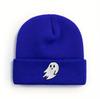 Ghost Embroidery Halloween Knit Beanie for Men & Women - Warm, Trendy Autumn/Winter Street Fashion Hat