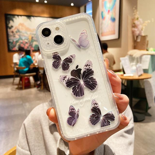 

Прозрачный чехол для телефона с бабочкой и сердечком для Iphone 13 12 11 Pro Max X Xr Xs Max с акриловым принтом, милый противоударный чехол For iPhone 13Pro Max