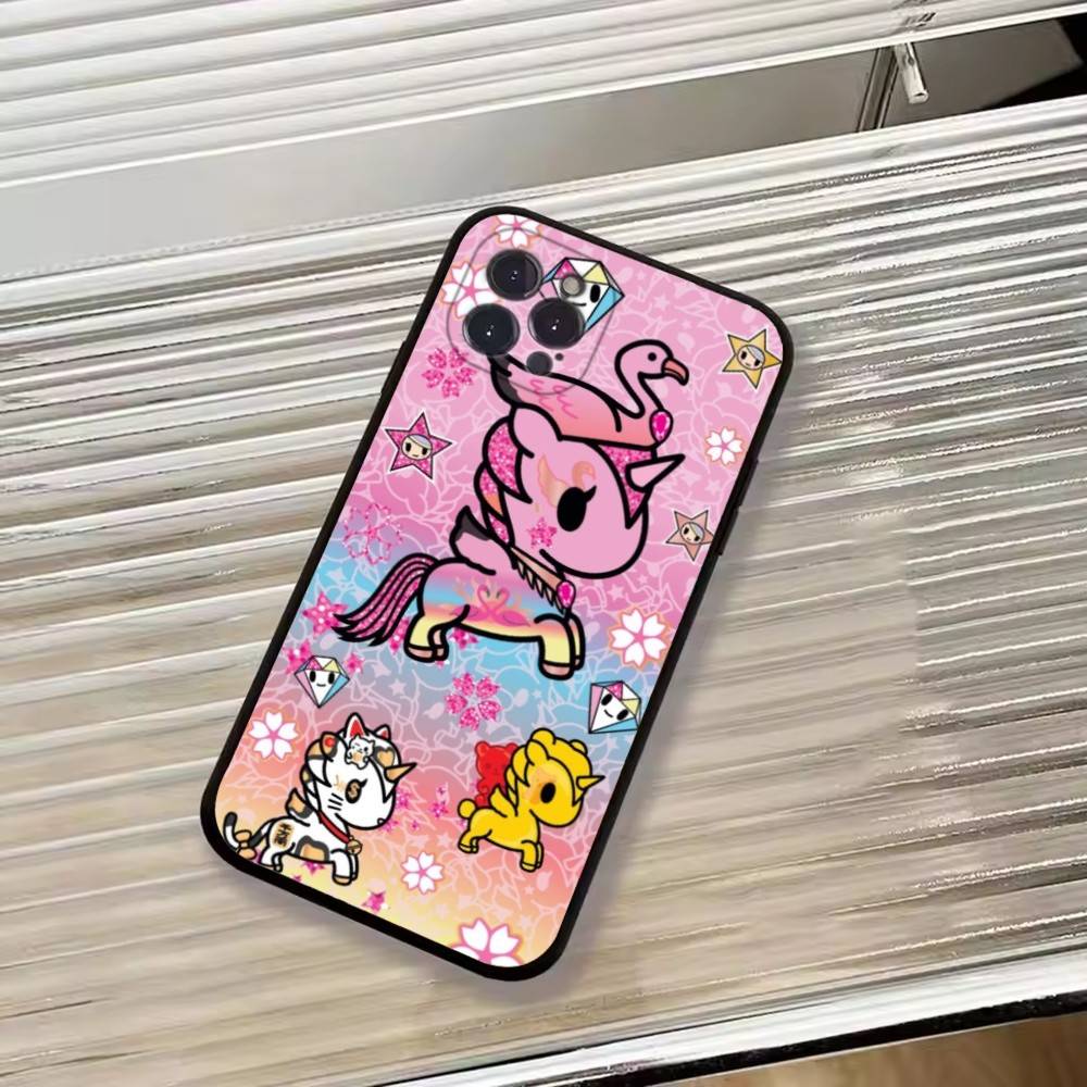 Japan T-Tokidokis Phone Case For iPhone 17,16,15,14,13,12,11 Plus,Pro Max,XS,Soft Silicone Black Cover