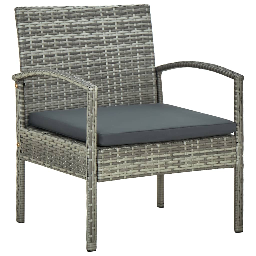 Garden Chair with Cushion Poly Rattan Gray
