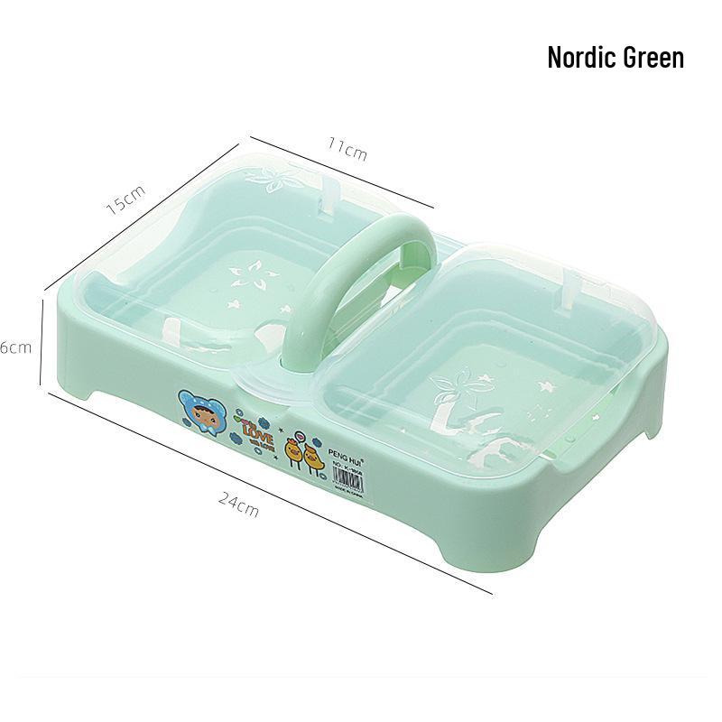 Dvouvrstá mýdlenka s víkem s odklápěcím víčkem - Velká, odvodňovací, domácí mýdlenka se dvěma přihrádkami