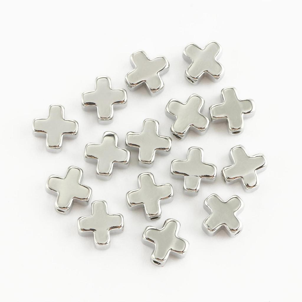 10pcs Copper Beads Charms Cross Heart Star Moon Beads Plated Crafts Color Retention Beads for Jewelry Making Diy Bracelet Necklace