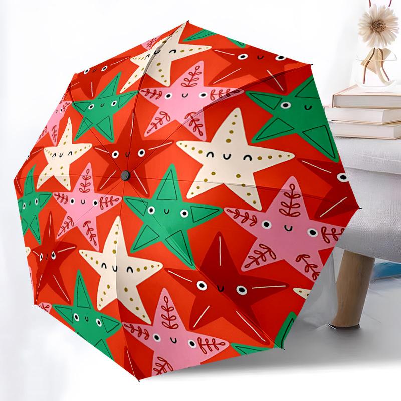 

1pc Star Pattern Automatic Folding Umbrella - 8-Rib Automatic Open/Close, Large Canopy Birthday Festival Gift yy251217149
