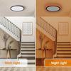 12" Dimmable LED Ceiling Light with Remote Control, 24 W 3-Color Ceiling Light with Dim Night Light 1800k Warm, Round Flush LED Ceiling Lights (Black)