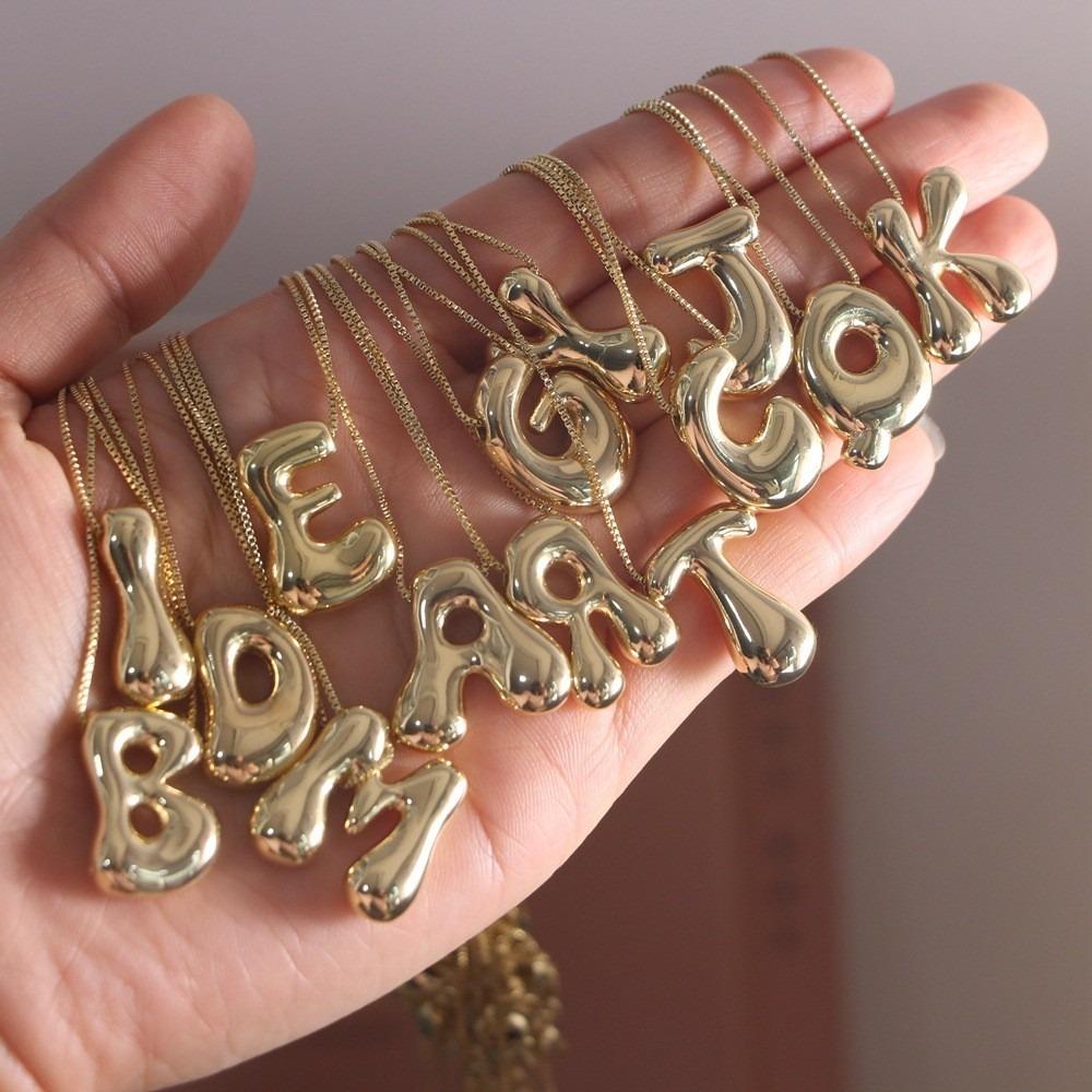 Alphabet Women Choker Gold Color A-Z Letter Clavicle Chain Fashion Letter Pendant Necklace  Women