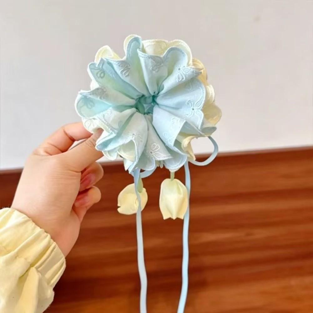 Floral Ribbon Hair Tie Sweet-style Kids Bun Maker Tulip Hair Scrunchie School