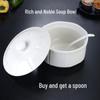 Large Ceramic White Soup Tureen with Lid - Perfect for Stewed Chicken, Double Boiling, and Rich Stews