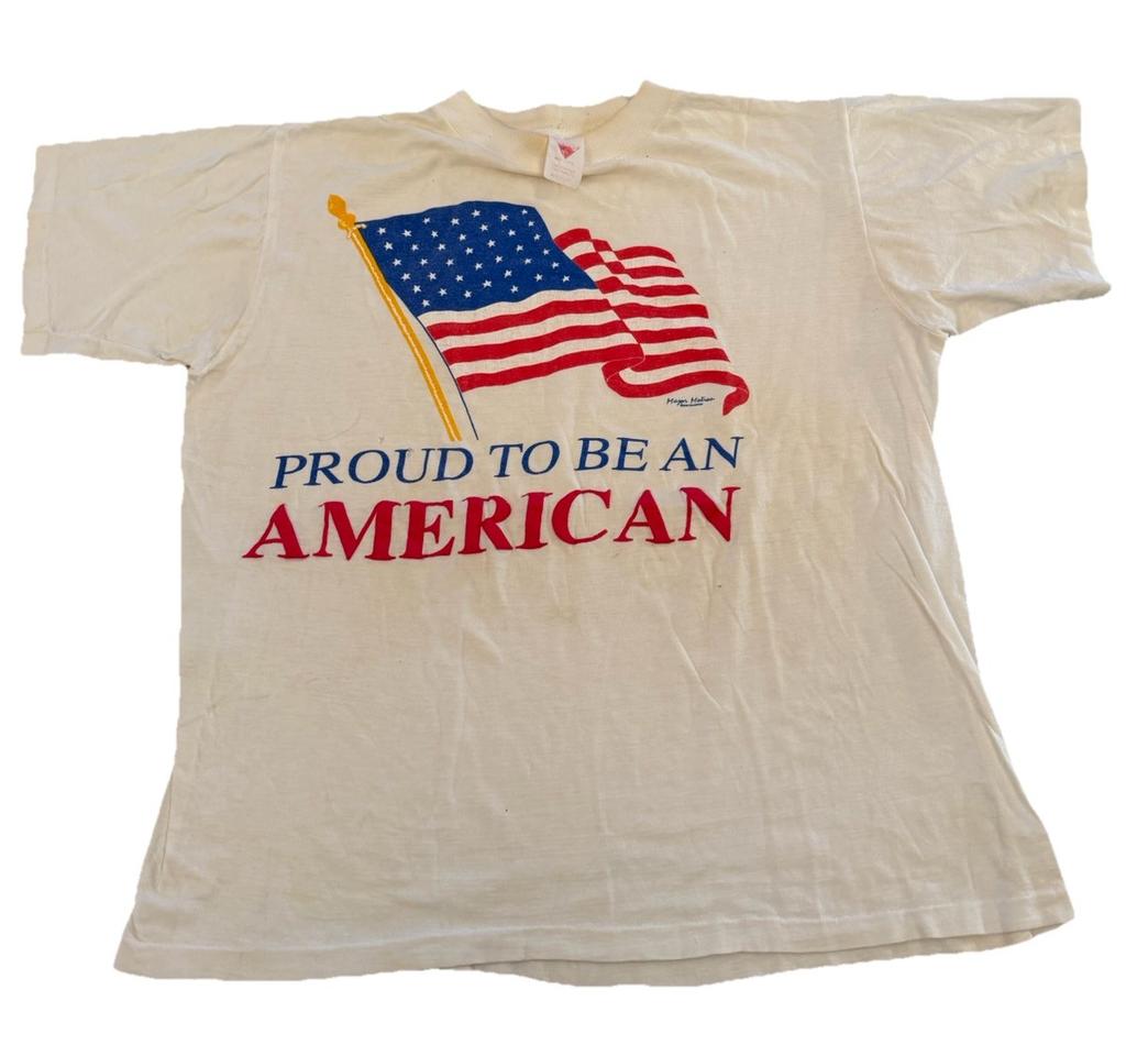 VTG 90s Proud To Be An American Flag T Shirt USA Patriotic Single Stitch Large Unisex T-Shirt