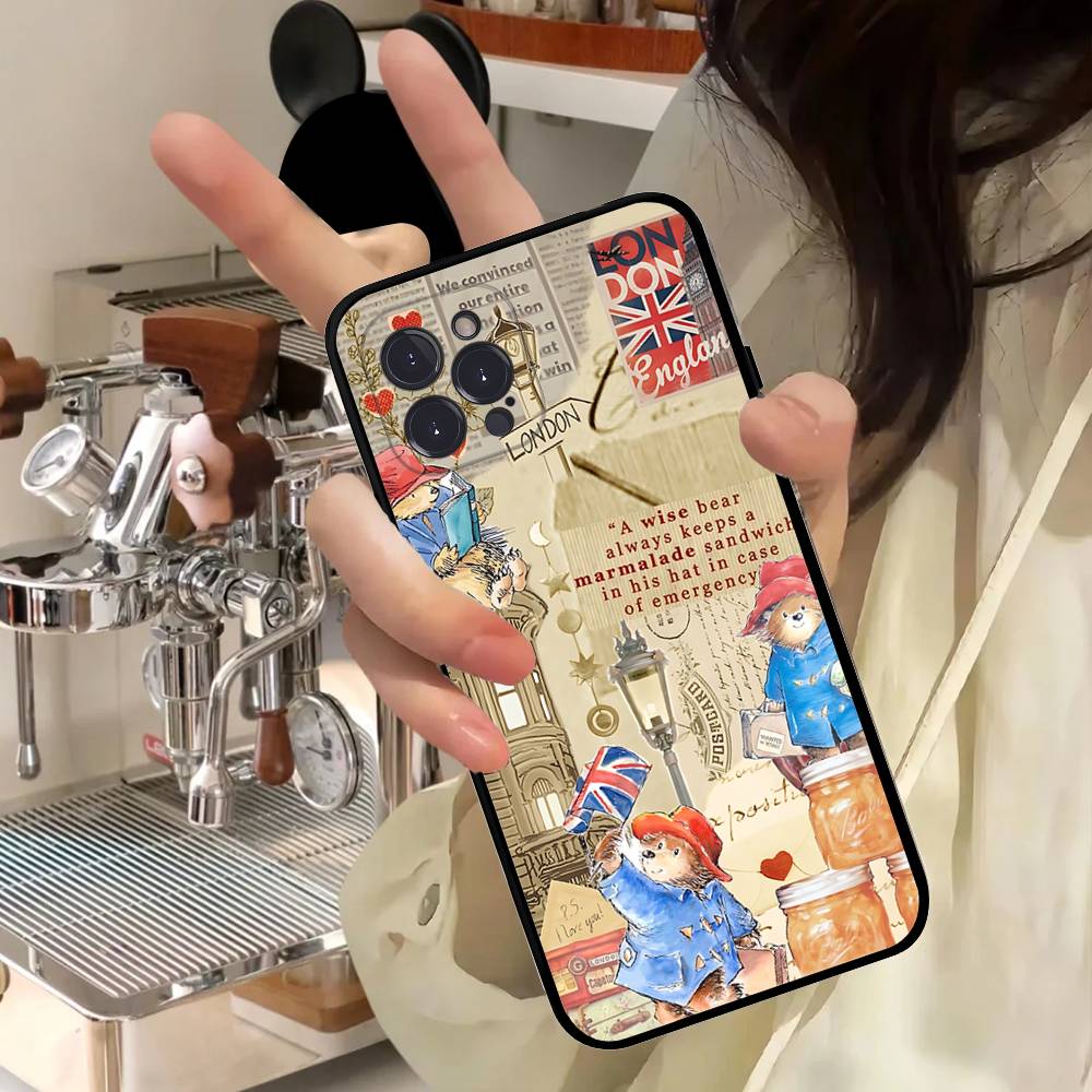 Cute P-Paddingtons Bear For Iphone 17 16 15 14 11 12 13 Pro Max Plus Case Cute Art Phone Cover