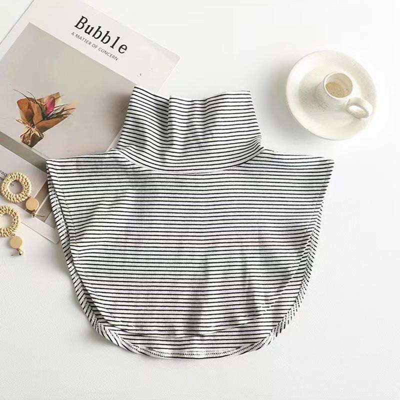 1Pc Neck Guard Clothing Decoration Turtleneck Elastic Detachable Removable Fake Collar Warm Cotton Fashion Striped