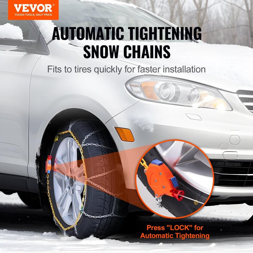 2PCS Snow Chains Manganese Alloy Steel Traction Tire Snow Chains Silver
