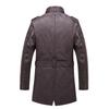Jesienny i zimowy męski nowy brytyjski średniej długości skórzany płaszcz plus kaszmirowy męski ubiór