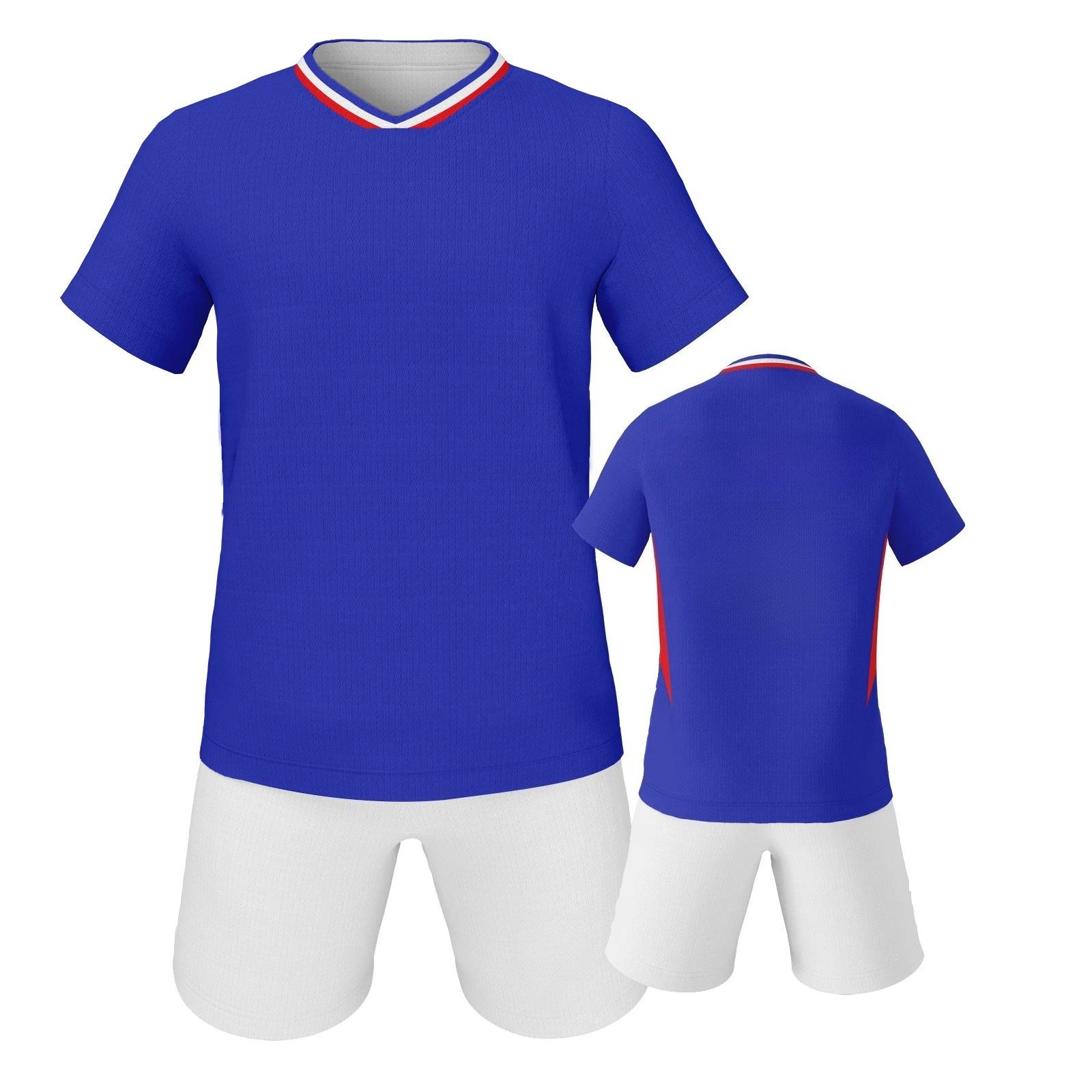Soccer Jersey Blue White Football Jersey Set Breathable Soccer Kit for Soccer Fans XS