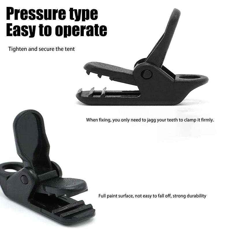 Tarp Clips 10-Pack Black Crocodile Clip Small Outdoor Camping Awning Point Hook Tent Windbreak Clamp