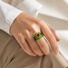 See-Through Resin Fashion Ring with Bold Square Profile, Raised Faceted Centerpiece and Accent Border for Outfit Styling