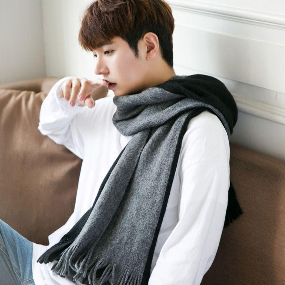 Windproof Long Wool Tassel Scarf Korean Style Winter Neckerchief Elegant Men Cashmere Scarf  Girls