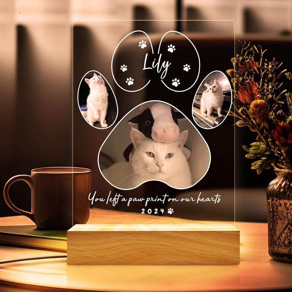 Personalized Acrylic Pet Portrait Luminary Glowing Ornament Customizable with Pet Picture Word Gift for Pet Parents Enthusiasts