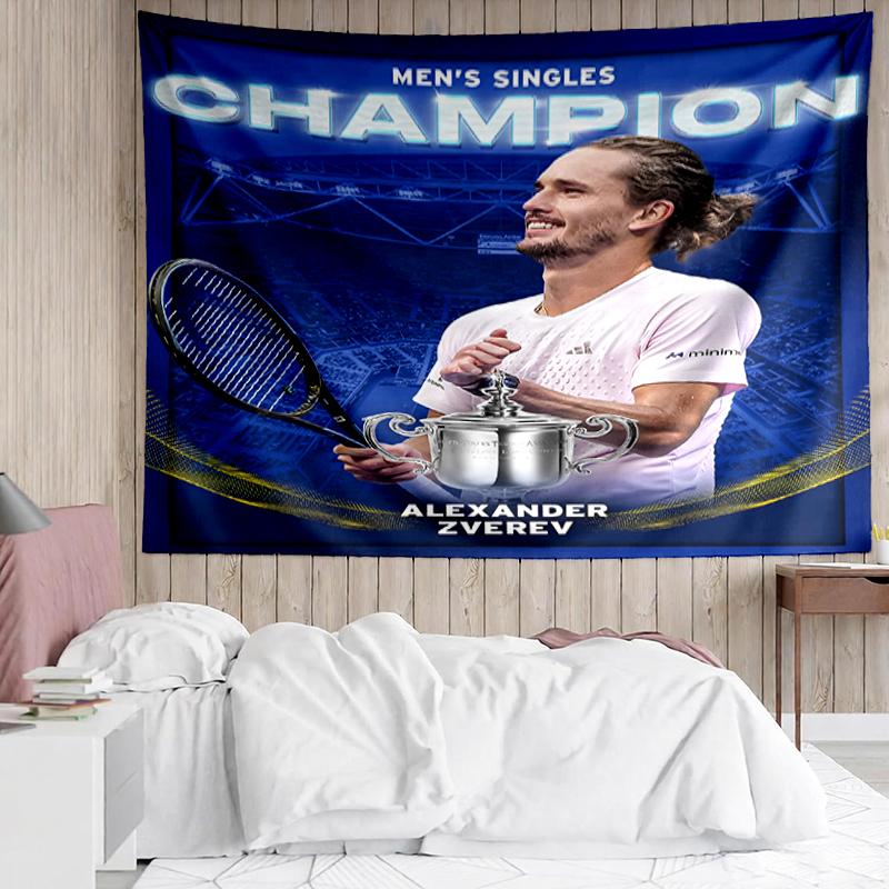 Zverev Print Tapestry, Backdrop, Easy Setup, Ideal for Bedroom, Office & Living Room, with Aesthetic Wall Hanging Decor.