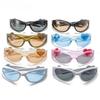 Retro Y2K Style Oval Sunglasses Women Fashion Heart Sports Goggles Popular Cat Eye Sun Glasses