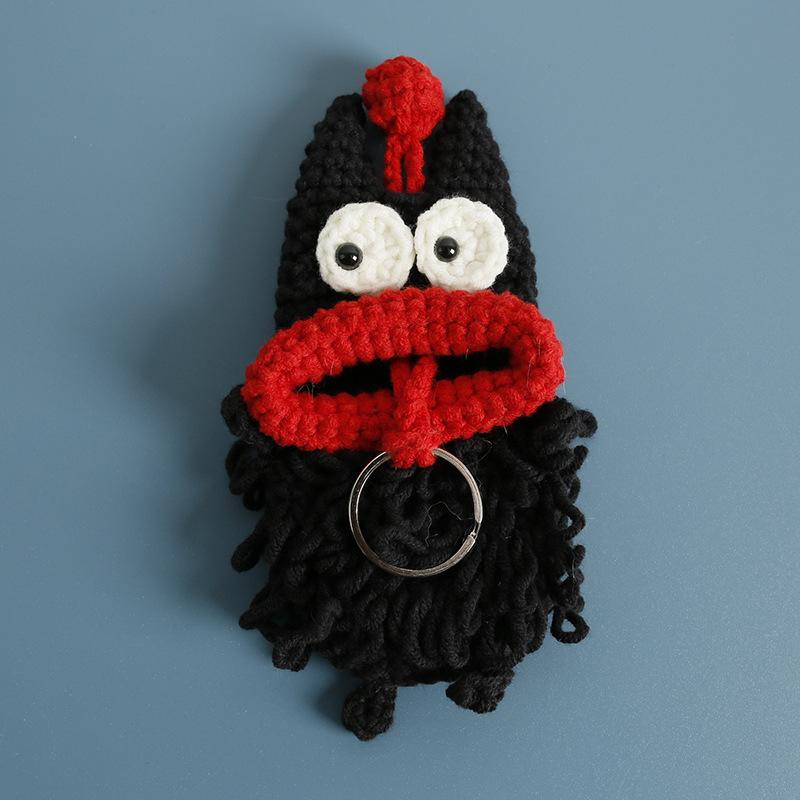 Cute Fruit Series Sausage Mouth Doll Crochet Keychains Custom Knitting Bag For Car Keys Holder Funny Doll Bag For Keys Storage