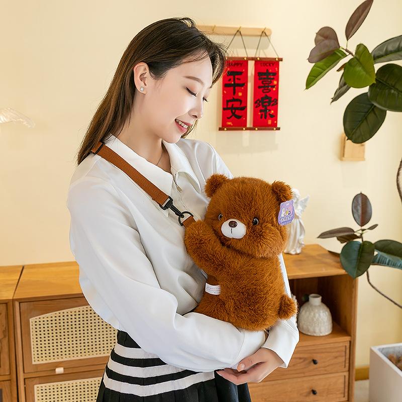 Genuine trendy animal schoolbag doll doll cute panda fox plush toy backpack rag doll throw pillow