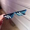 Trendy Pixel Mosaic Sunglasses for Men and Women - Creative 2D Funny Photo Props