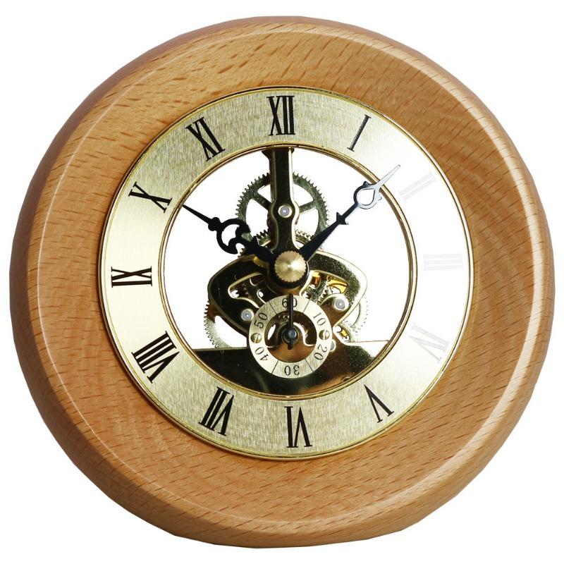 Retro Light Luxury Solid Wood Gear Unique Table Clock Transparent Rotating Elegant Digital Desk Clock Desktop Minimalist Home Decoration Ornaments