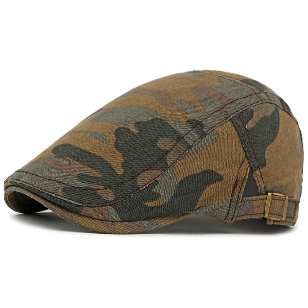 HT4837 Mens Berets Women Spring Summer Sun Cap Artist Painter Beret Hat Male Female Adjustable Ivy Flat Cap Camouflage Beret Cap