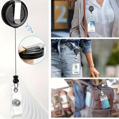 Retractable ID Employee Card Sleeve Hanging Rope Easy To Pull Buckle Replaceable Horizontal Vertical Cards Business Badge Sleeve