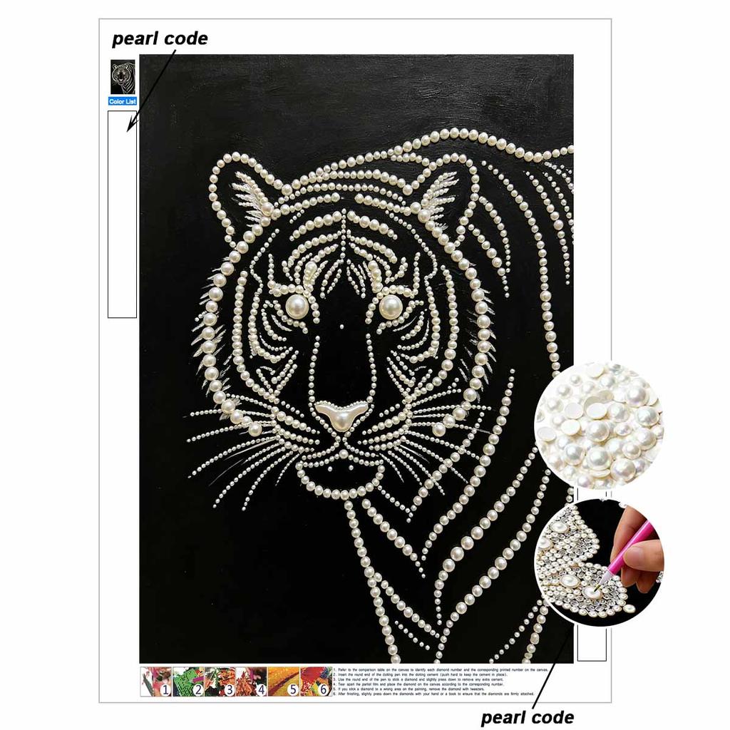 5D DIY Pearl Diamond Painting Kit Majestic Tiger Full Drill Embroidery Mosaic Art Home Wall Decor Gift