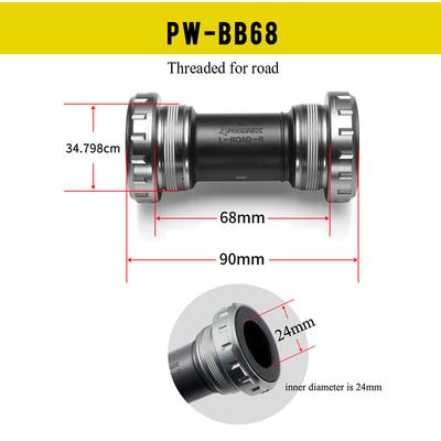 Prowheel Bicycle Bottom Bracket BB68+ For MTB Mountain Road Bike Screw Type Crankset 24/44 MM Aluminum Central Axis Ultralight