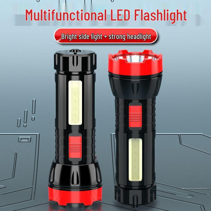 Rechargeable LED Flashlight: Mini, High-Power, Strong Illumination, Lightweight Plastic Design for Household Use