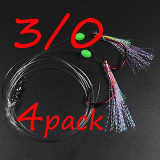 4 torby 3/0 4/0 5/0 czerwony nikiel okrągły haczyk duży Flash Sabikis łapacz dorsza sprzęt wędkarski z koralikiem Lumo sprzęt do połowów morskich