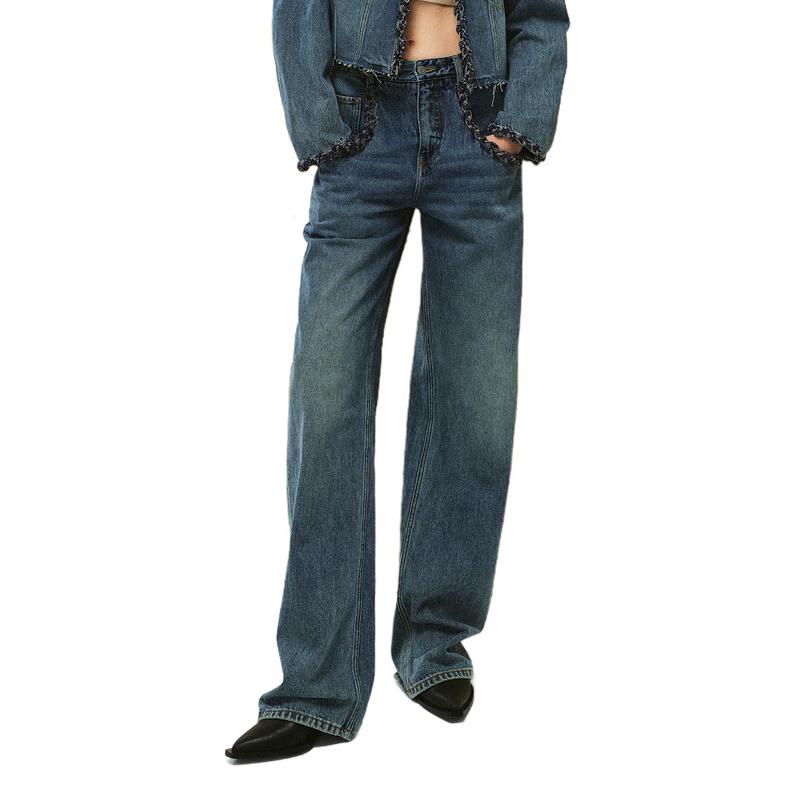 

MO&Co. Woven Trim High-Waist Straight Denim Jeans XS 25