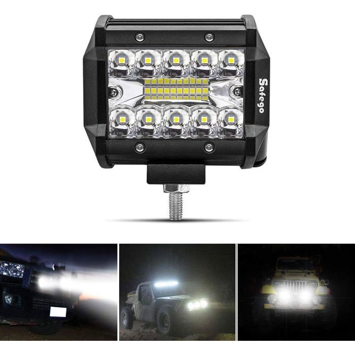 4" 60W Projecteur LED Lampe de travail Barre LED Phare 10800LM, Etanche IP67, Feux Antibrouillard pour Voiture Hors Diurne Lumière