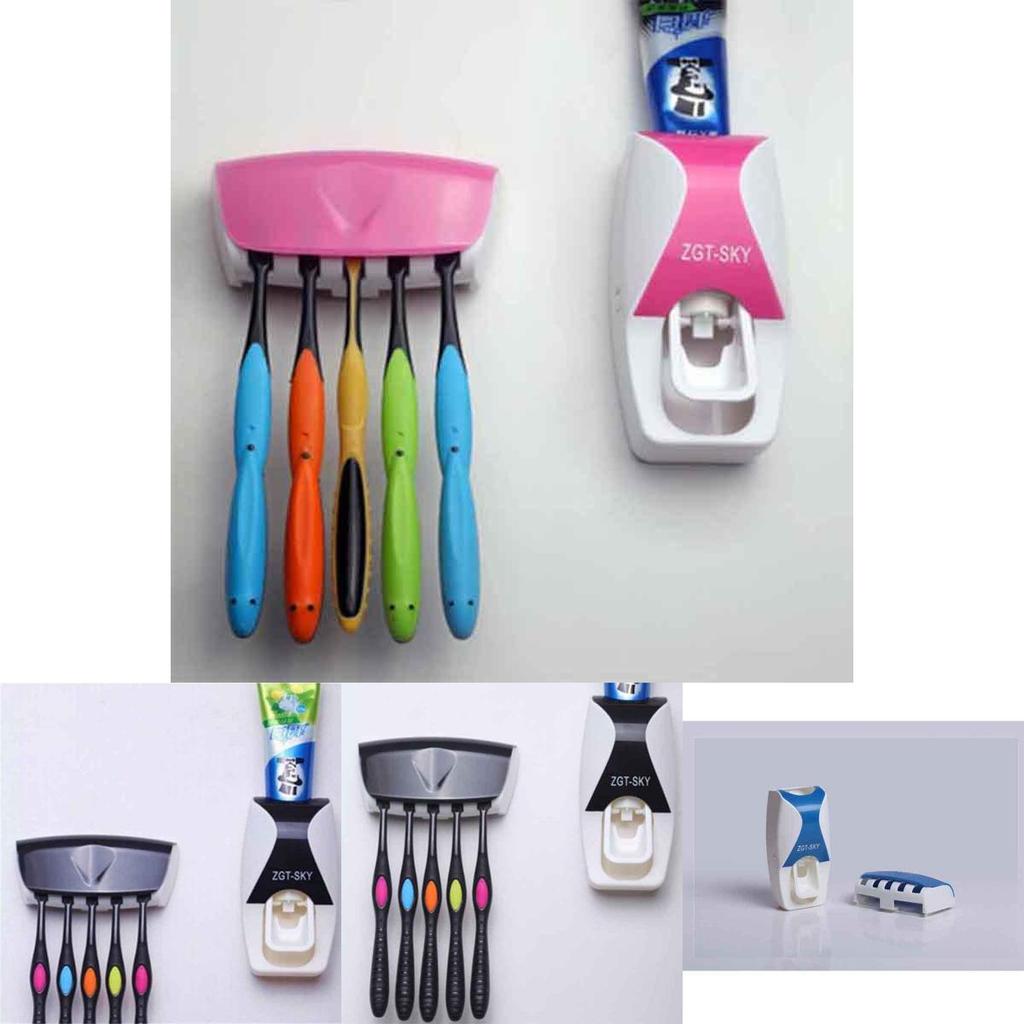 Automatic Lazy Toothpaste Dispenser And Toothbrush Holder Wall Mount Stand For Adults And Children