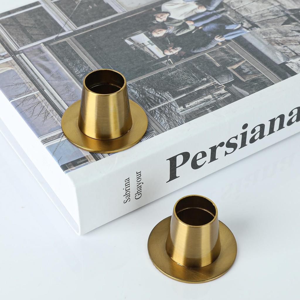 2 Stück Gold/Schwarz Metall Kerzenhalter Stabkerzenleuchter 5cm/2" Säulenplatte Minimalistisch Vintage Deko Esstisch Hochzeitsfeier