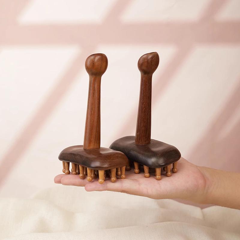1 Pcs Portable Sandalwood Gua Sha Massage Brush Head Neck Abdominal Leg Body Meridian Massager Wooden Therapy Massage Tools