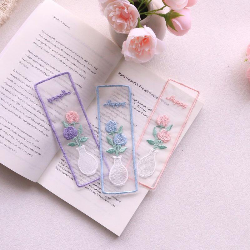 Imitation Organza Bestickte Blumen Lesezeichen Journal Dekoration Lesezeichen Geschenk Für Buchliebhaber