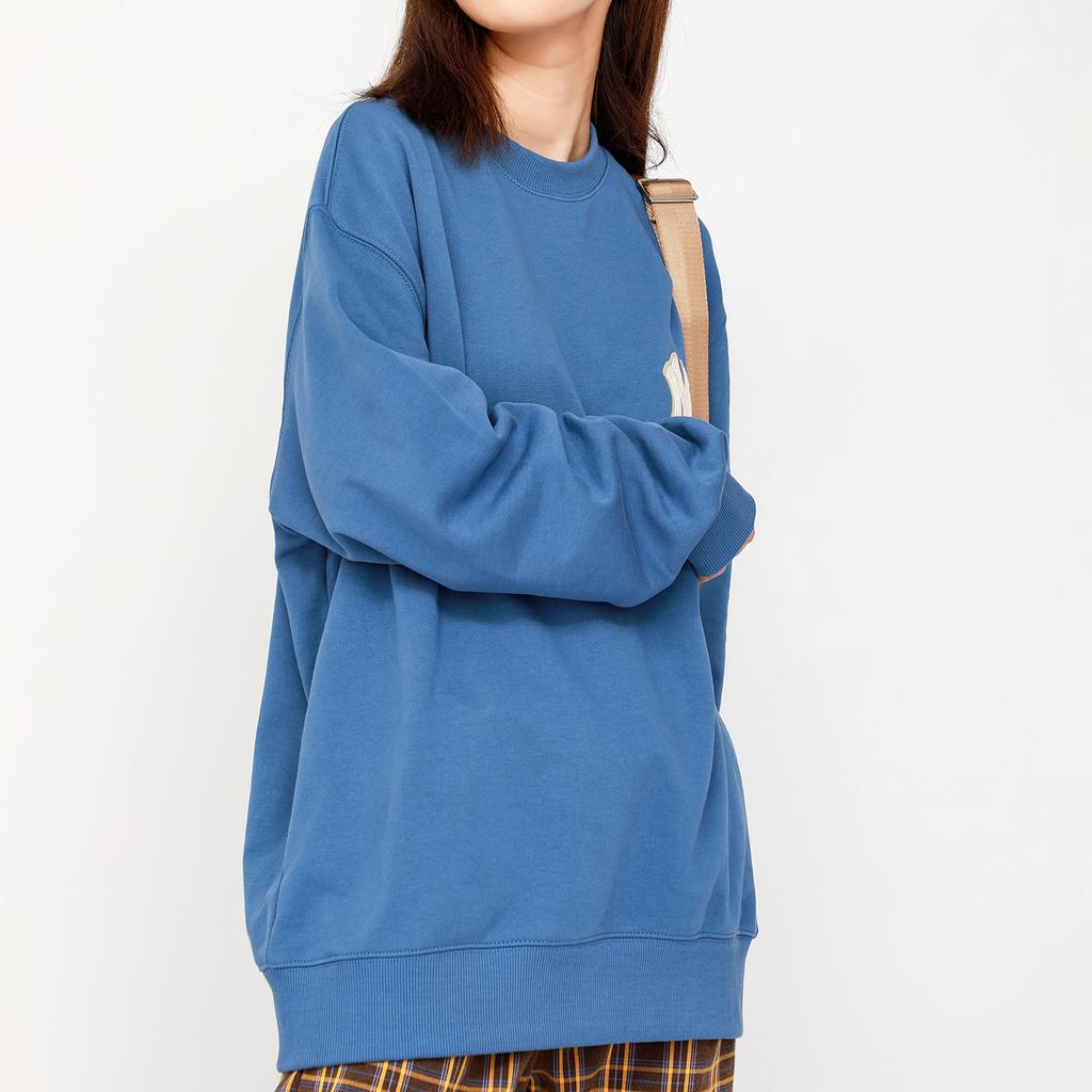New MLB Old Flower Sweatshirts Unisex Blue 3AMTM0114-50BLD