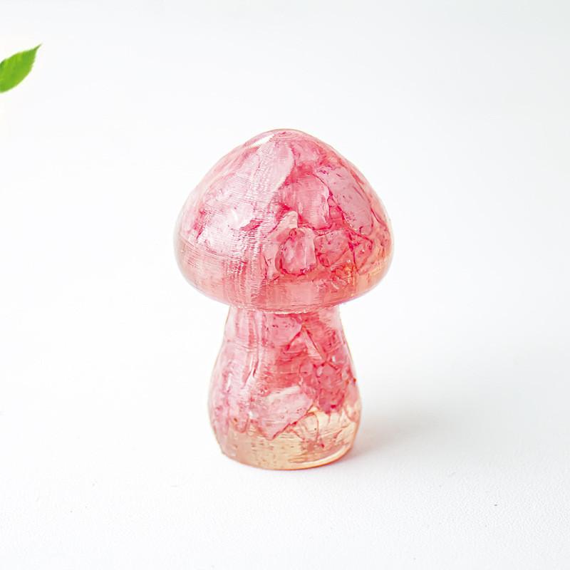 Resin Crystal Mushroom Figurine With Natural Gemstones For Home Decor Gift Ideas