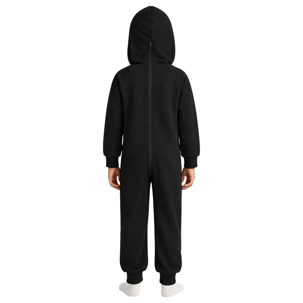 Boys Girls Adaptive Hooded One Piece Jumpsuit Long Sleeve Back Crotch Zip Bodysuit with Pocket for Outdoor Play