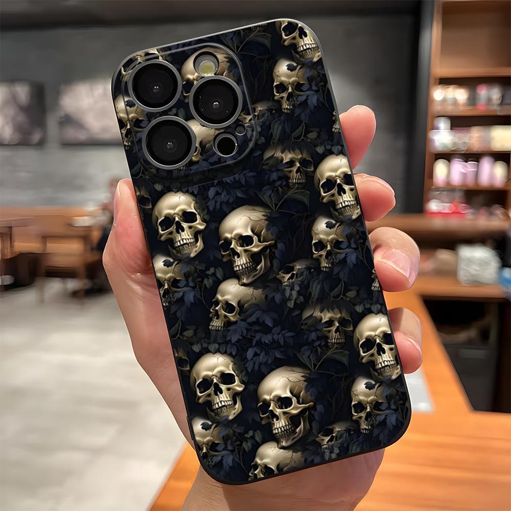 Skull Horror Patterns Phone Case For IPhone 17 Pro Max 15 Pro 16 14 Plus 12 13 Mini 11 Pro Shockproof Soft Cover